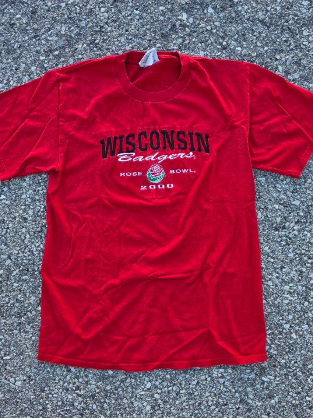 Wisconsin Badgers Rose Bowl Lee Sport Embroidered Tee M Y2K 2000